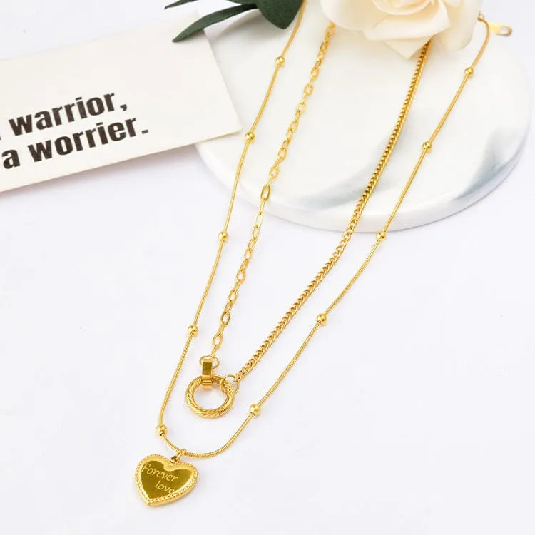 🌟 Women's Titanium Double-Ring Love Necklace - Your Statement Piece 🌟