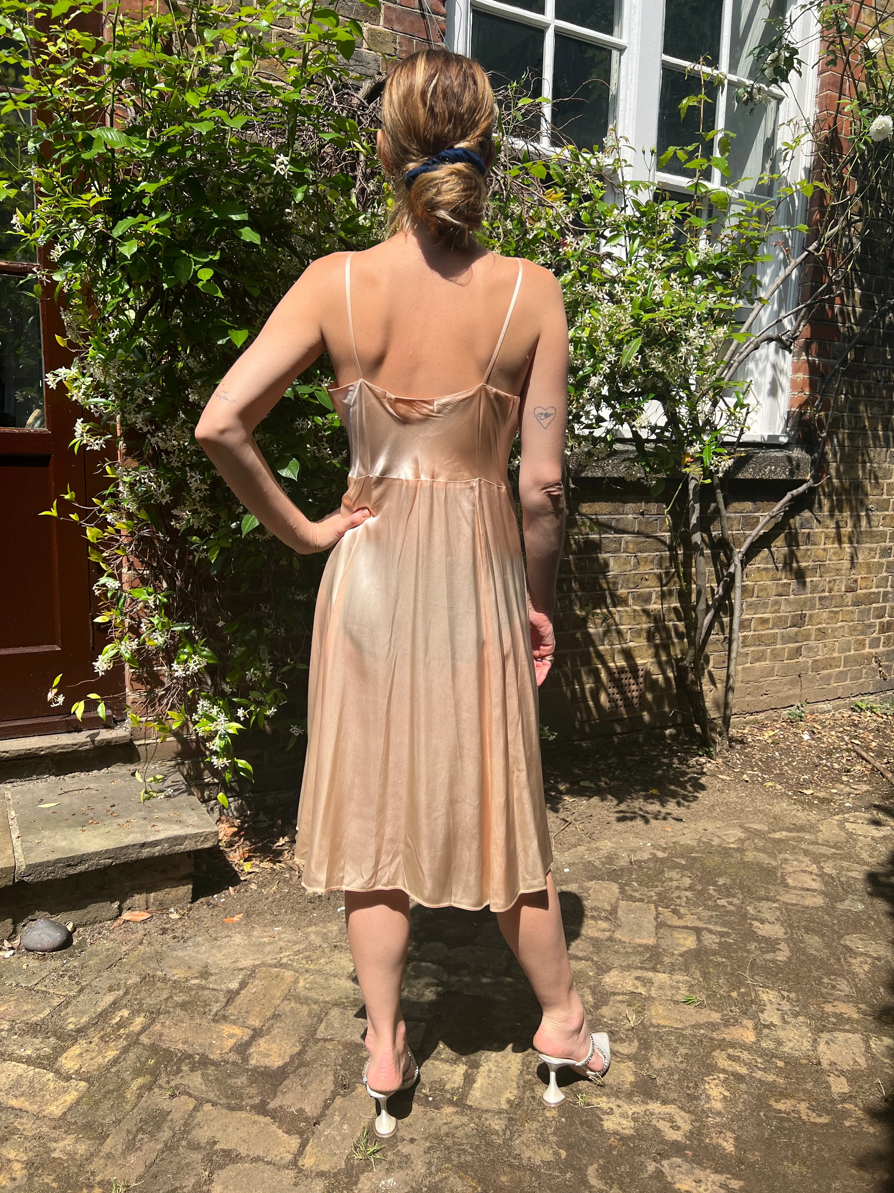 1950s Blush Pink Satin Slip Dress