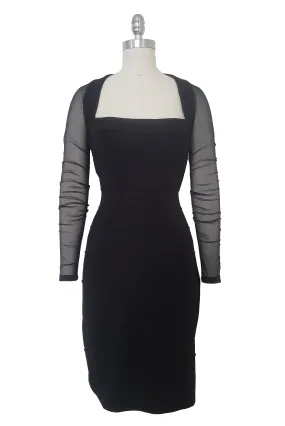 1990s Vintage Black Mesh Bandage Bodycon Dress by Moda Int'l, Extra Small to Small