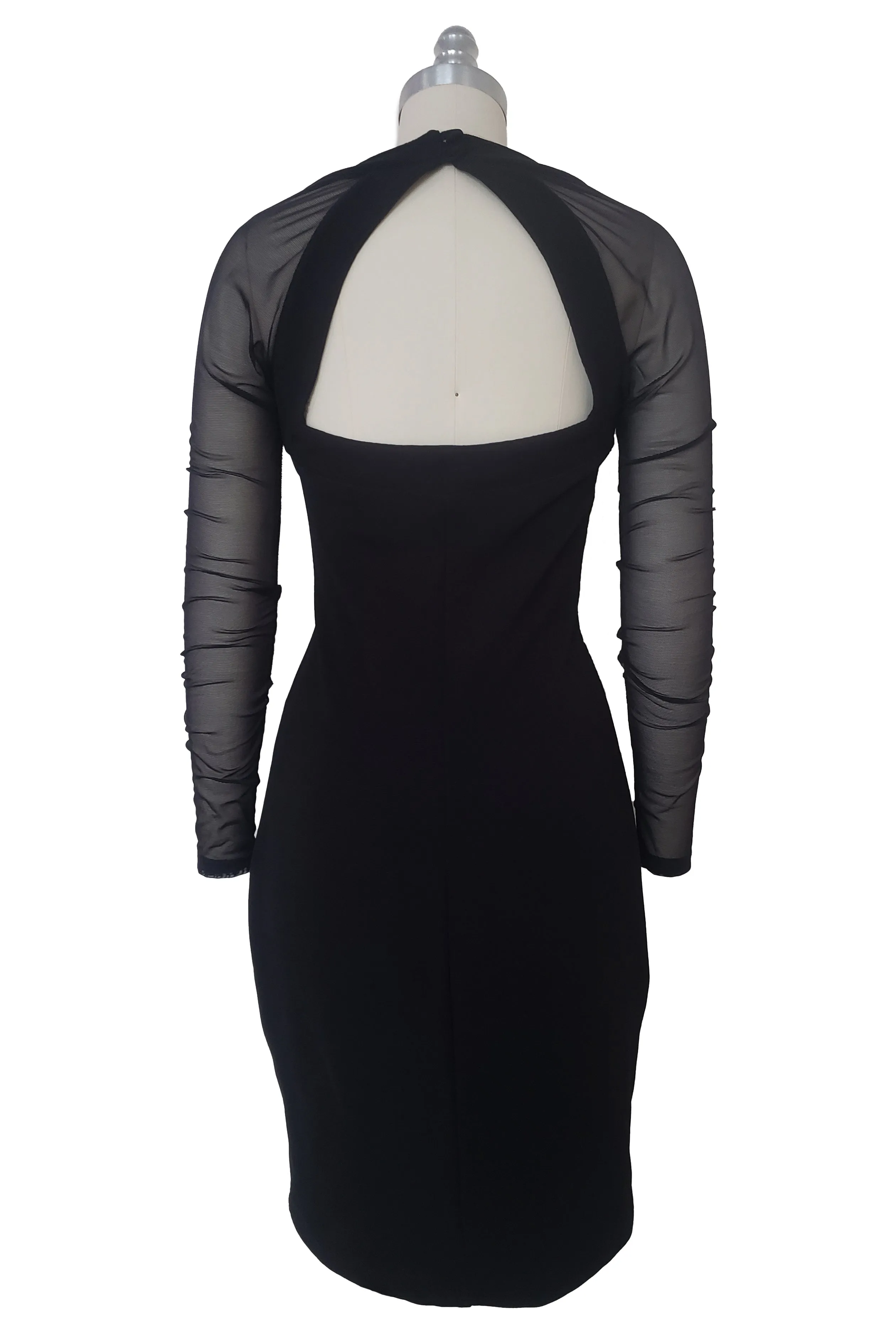 1990s Vintage Black Mesh Bandage Bodycon Dress by Moda Int'l, Extra Small to Small