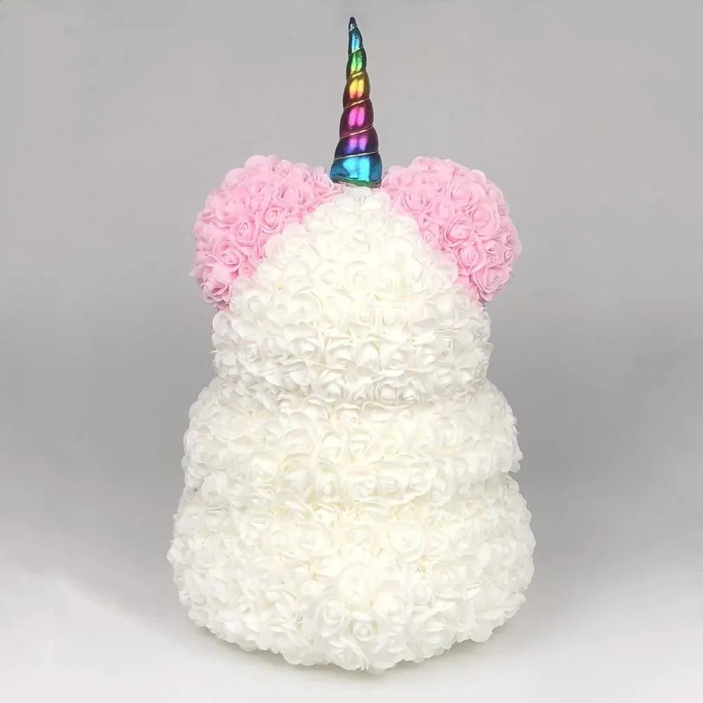 2023 Limited Edition: Unicorn Teddy Bear with Preserved Rose and Butterfly
