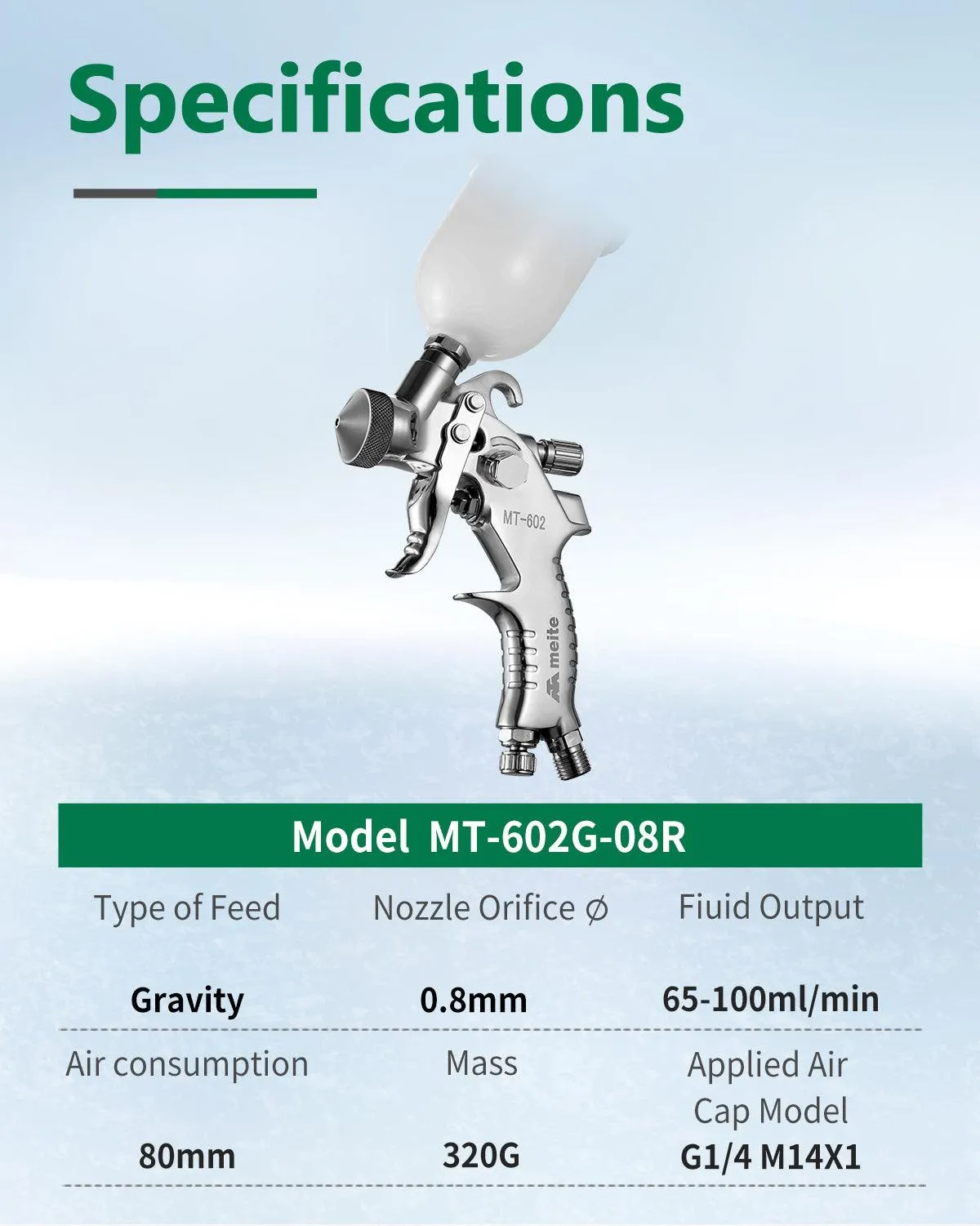 30 PSI Gravity Feeding Mini Spray Gun (0.8 mm & 1.0 mm)