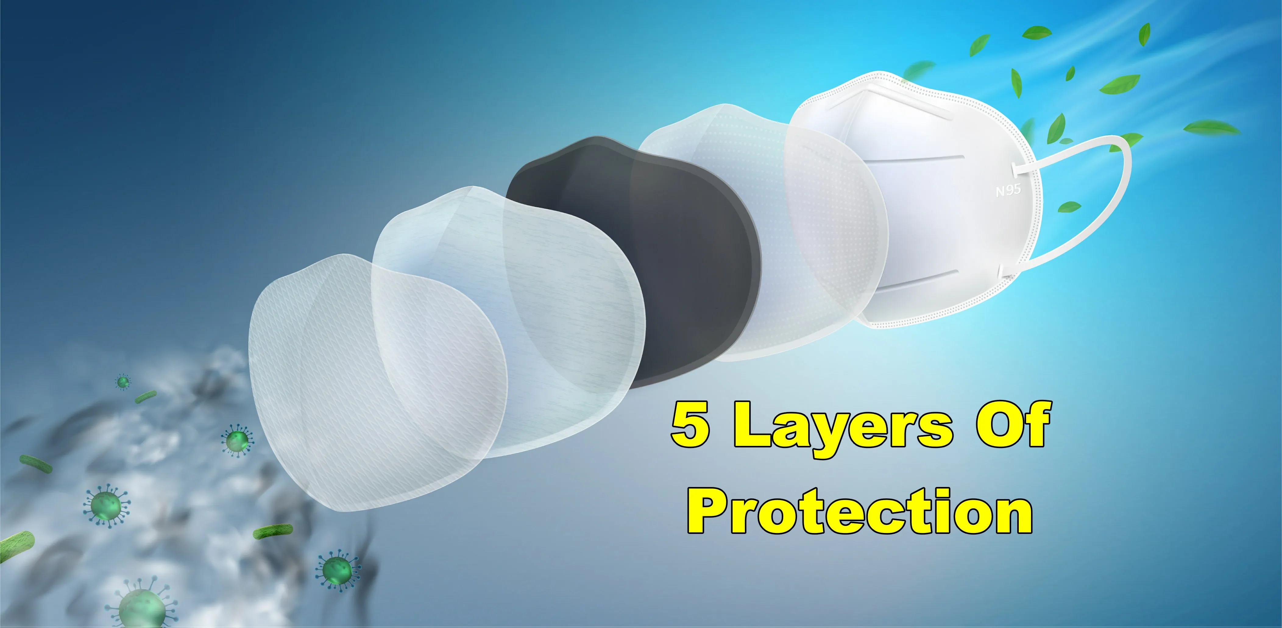 5 Layer KN-95 Protective Face Mask 10 PCS