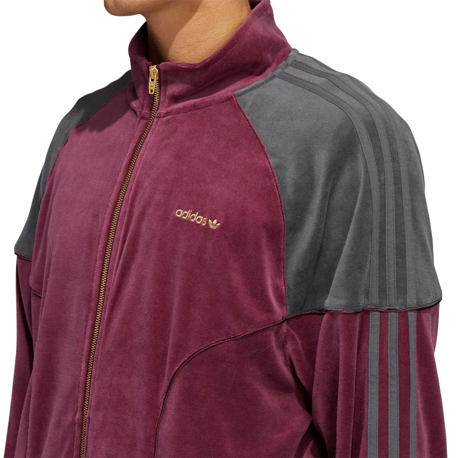 adidas Originals SPRT Firebird Velour Track Top - Burgundy