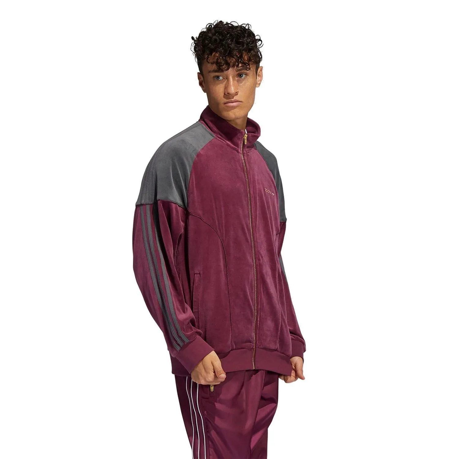 adidas Originals SPRT Firebird Velour Track Top - Burgundy