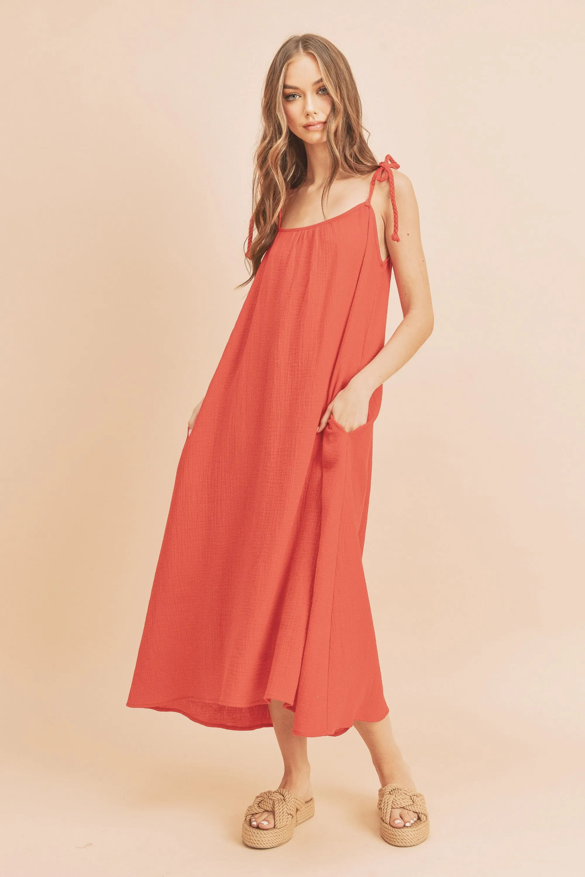 Aemi Co Midi Cami Dress with Pockets