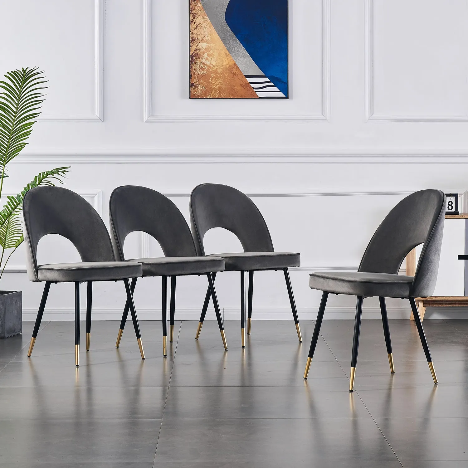Ainpecca Dining Chairs Set of 2/4 Velvet Fabric Padded Seat Soft Thick Cushion 023MC