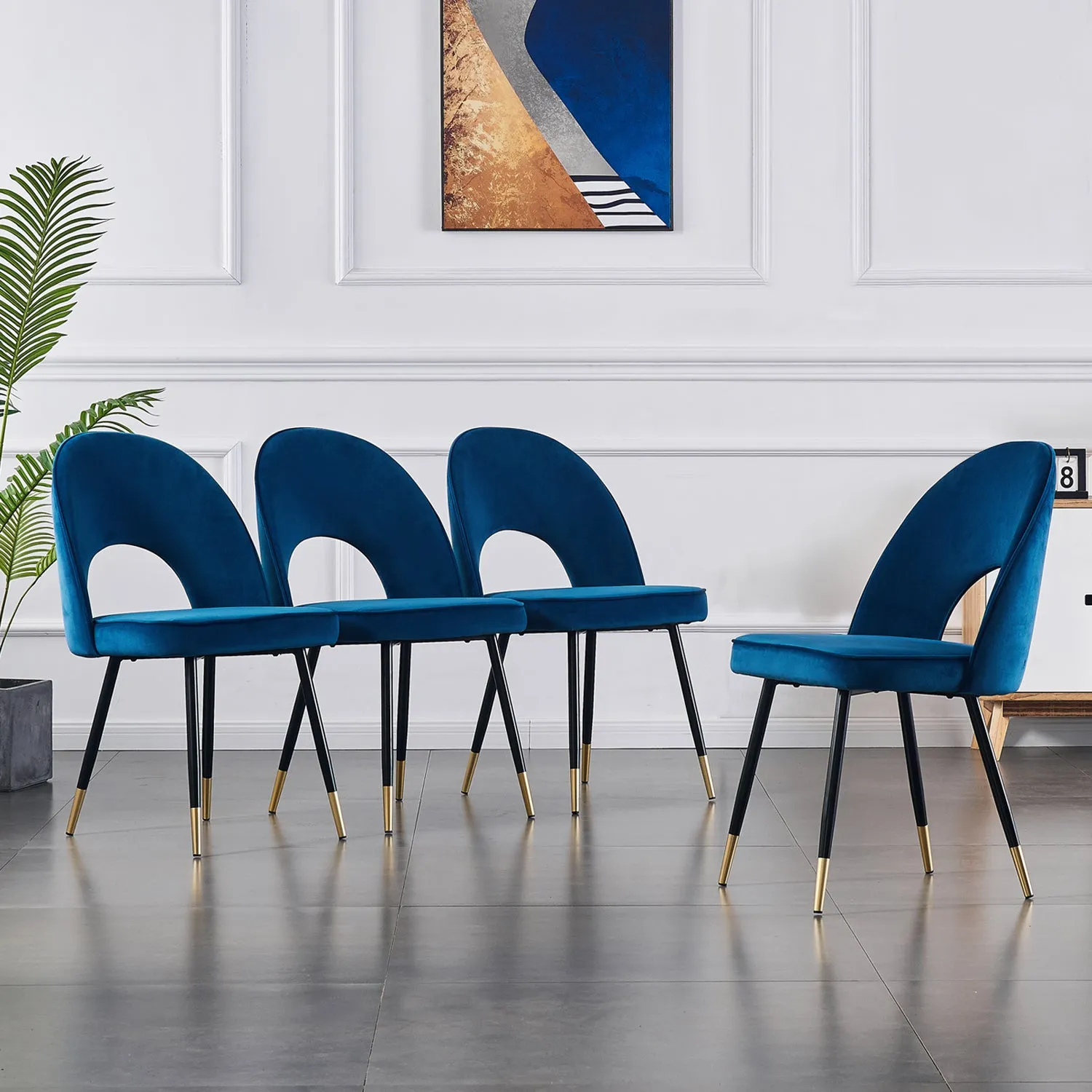 Ainpecca Dining Chairs Set of 2/4 Velvet Fabric Padded Seat Soft Thick Cushion 023MC