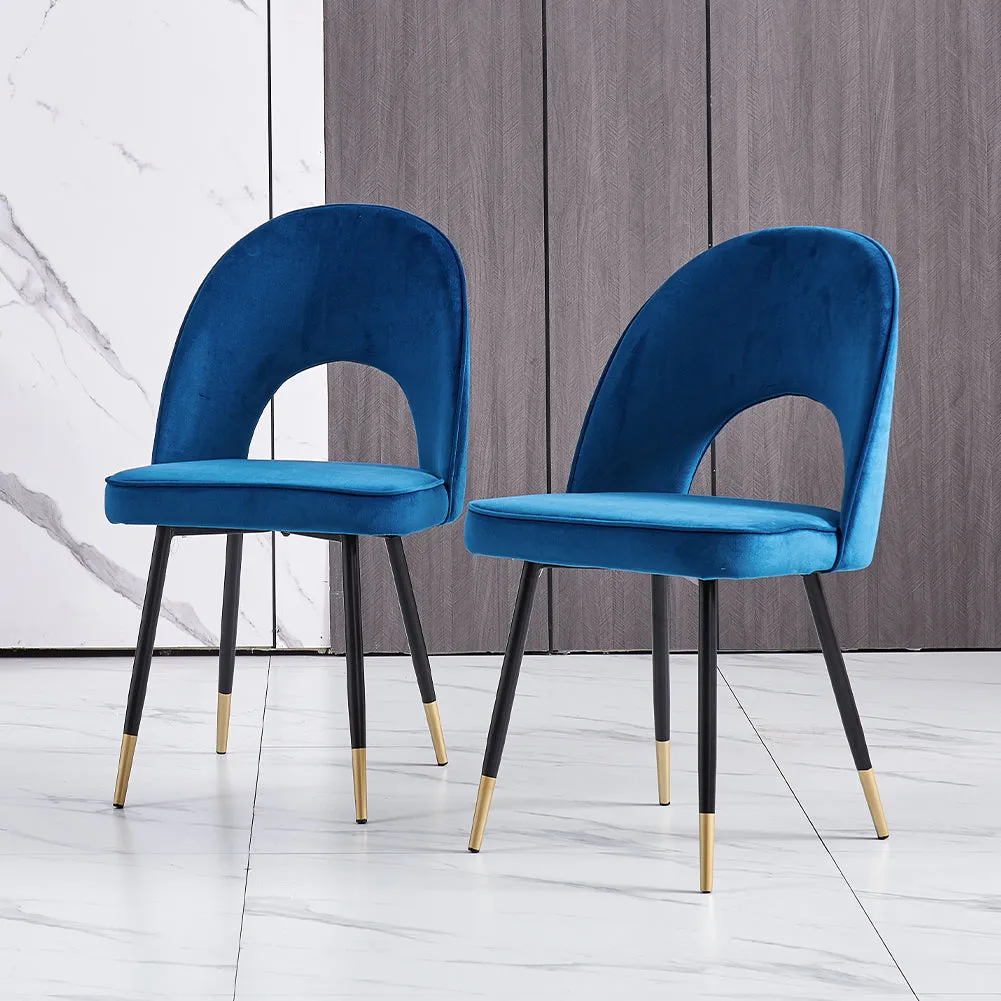 Ainpecca Dining Chairs Set of 2/4 Velvet Fabric Padded Seat Soft Thick Cushion 023MC