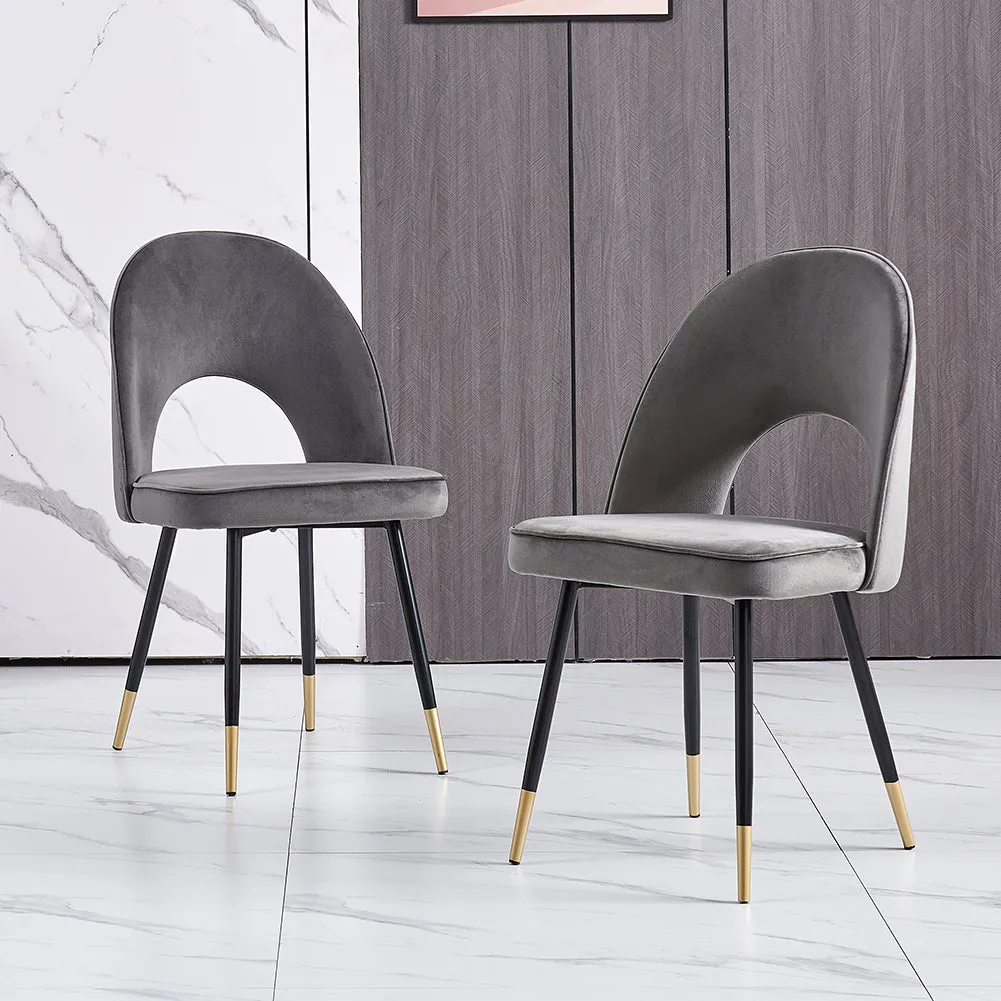 Ainpecca Dining Chairs Set of 2/4 Velvet Fabric Padded Seat Soft Thick Cushion 023MC