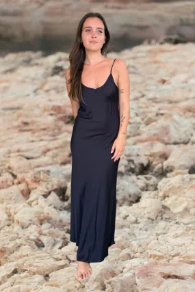 AKAIA BIAS SLIP DRESS BLACK