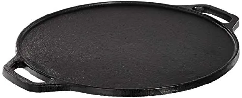 Amazon Brand - Solimo Pre-Seasoned Cast Iron Dosa Tawa, 12 Inches (30 cm), Black, 100% Toxin-free, Naturally Non-stick, Long Lasting, Gas & Induction Stove-friendly