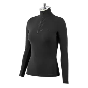 Animo Italia Billicent Woman's Long Sleeve Thermal Turtleneck, Black