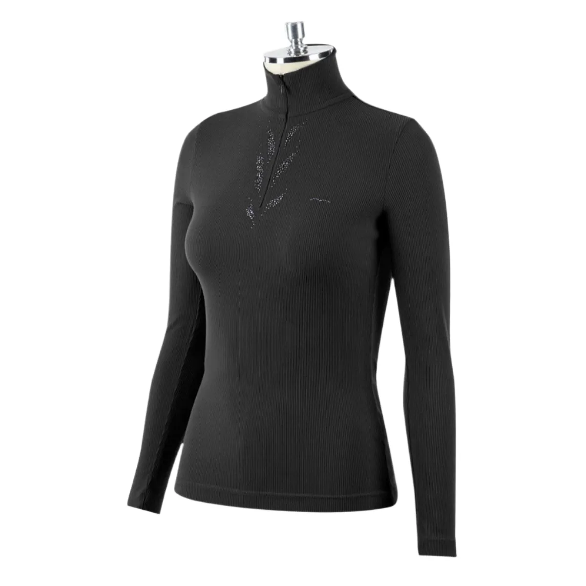 Animo Italia Billicent Woman's Long Sleeve Thermal Turtleneck, Black