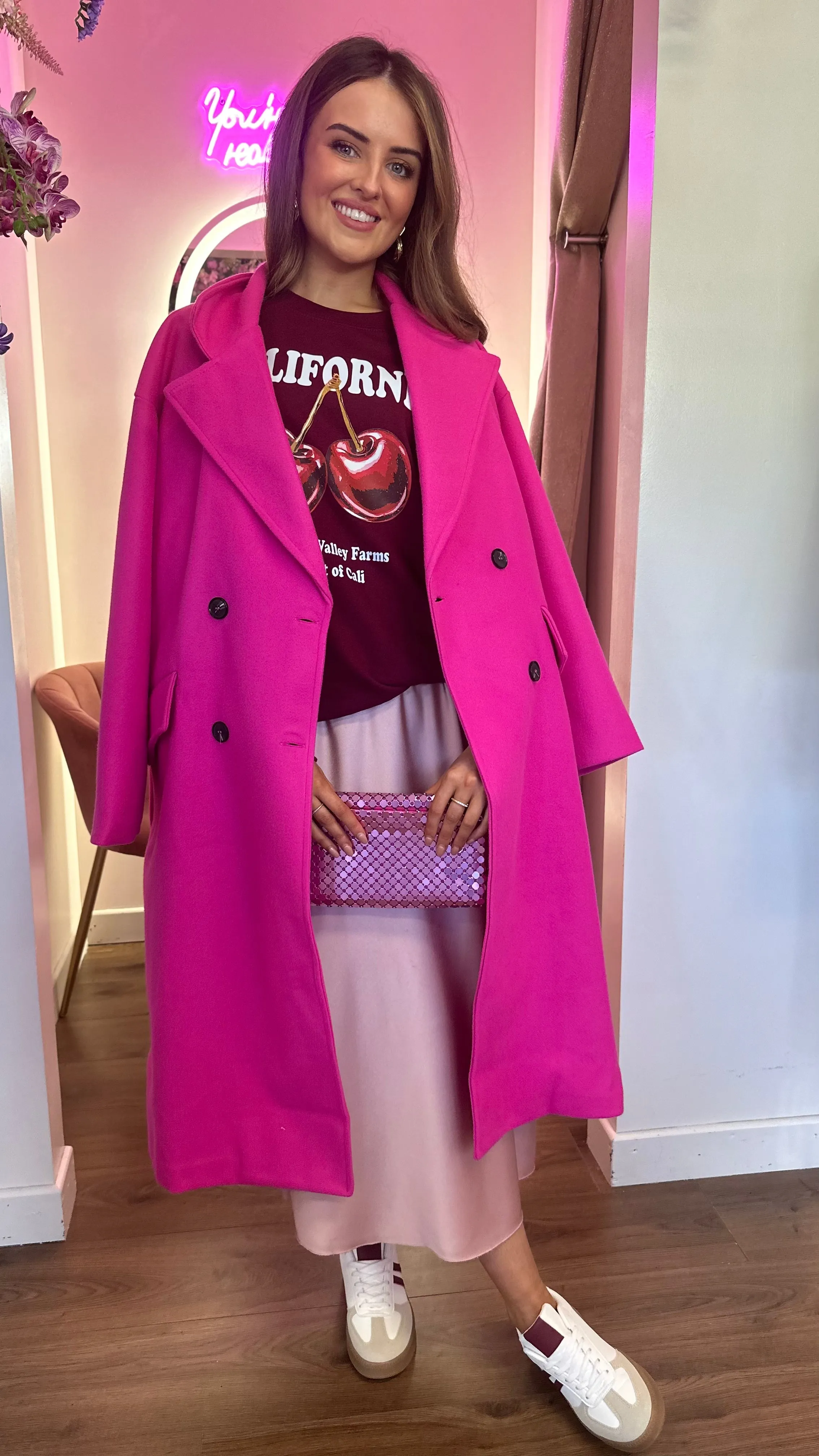 Arielle Pink Oversized Coat
