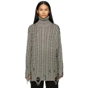 Balenciaga Silver Destroyed Turtleneck
