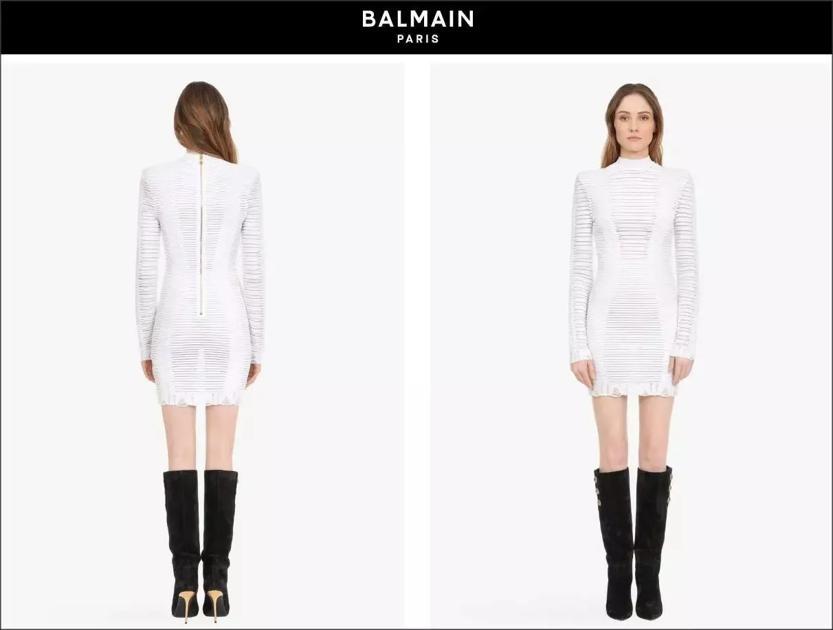 BALMAIN PARIS SHEER KNIT MINI DRESS