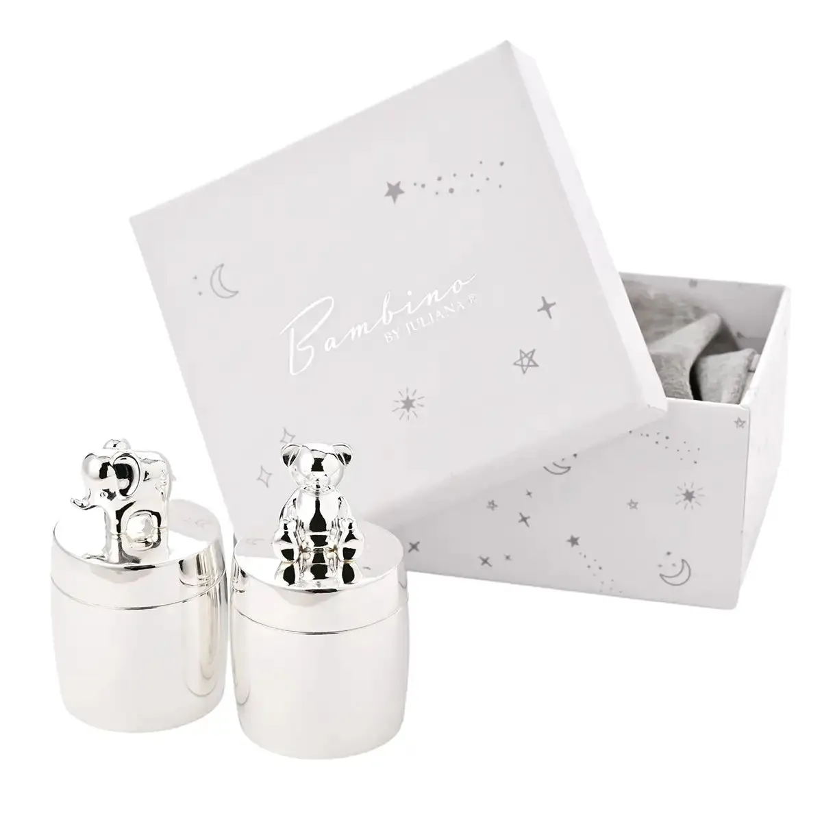 Bambino Silverplated Elephant & Teddy Tooth & Curl Boxes