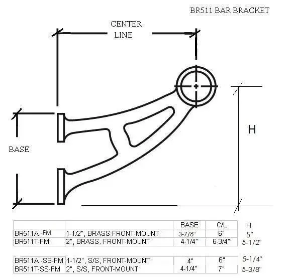 Bar Mount Foot Rail Bracket for 2" Tubing