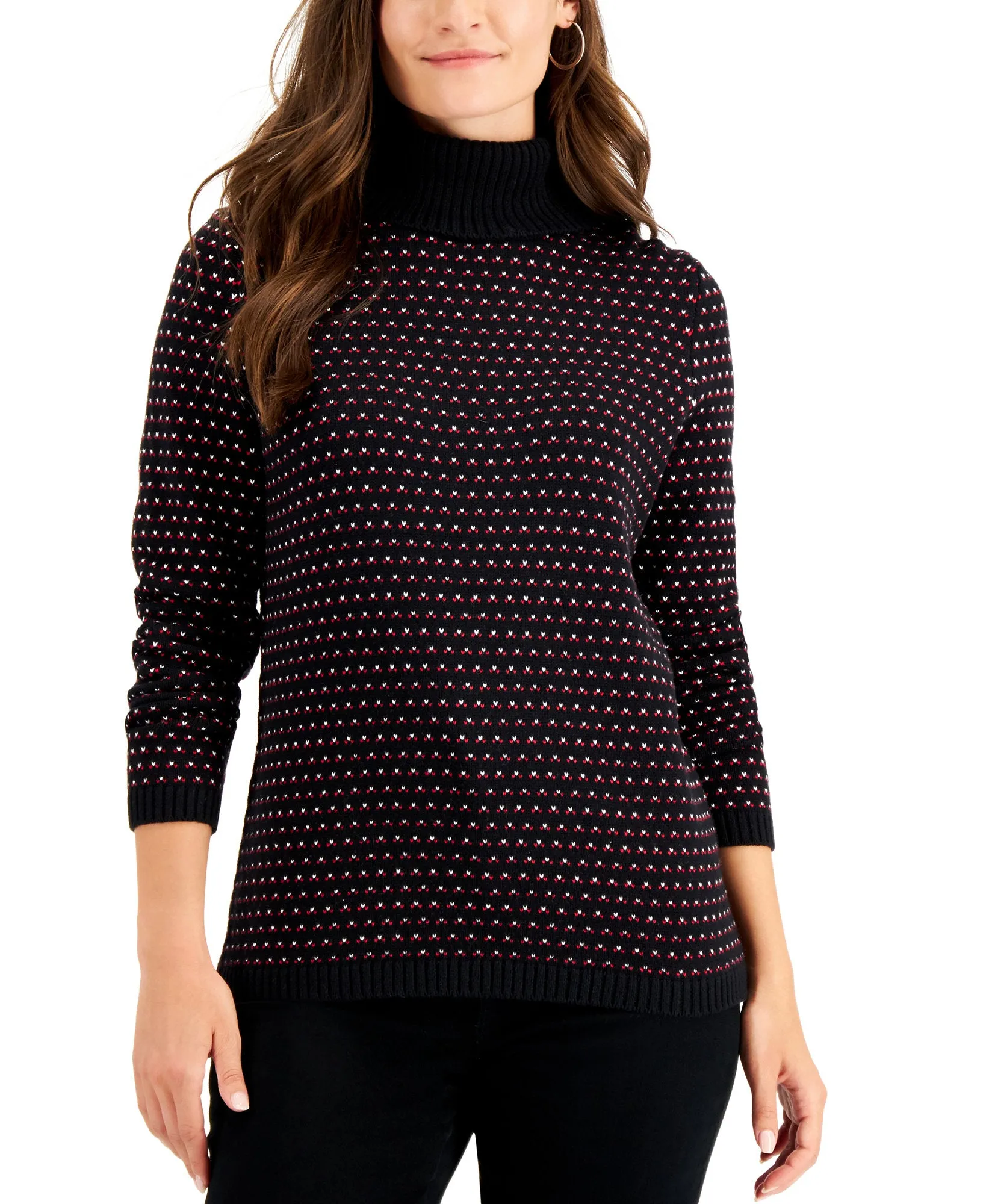 Birdseye Turtleneck Cotton Sweater