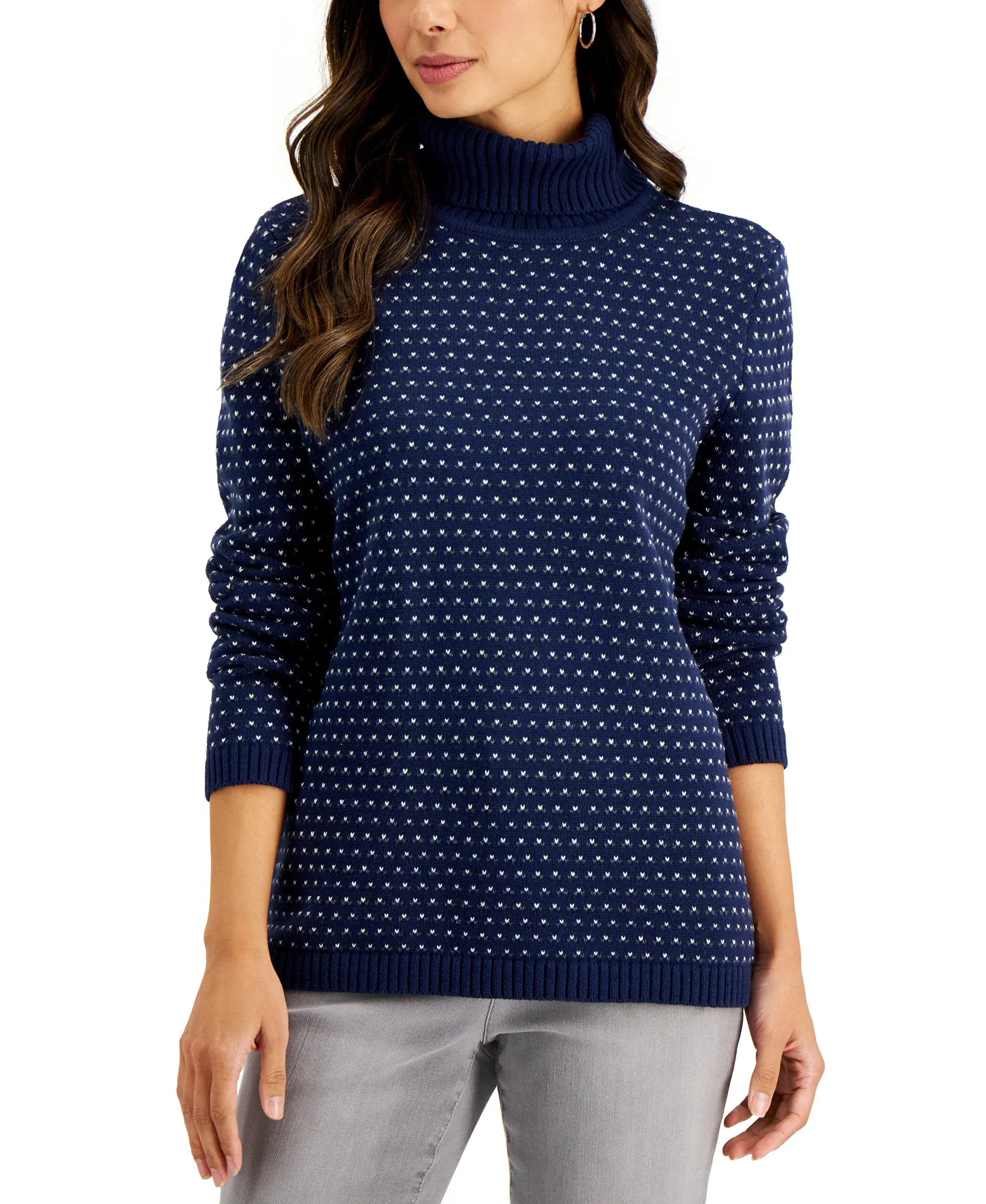 Birdseye Turtleneck Cotton Sweater