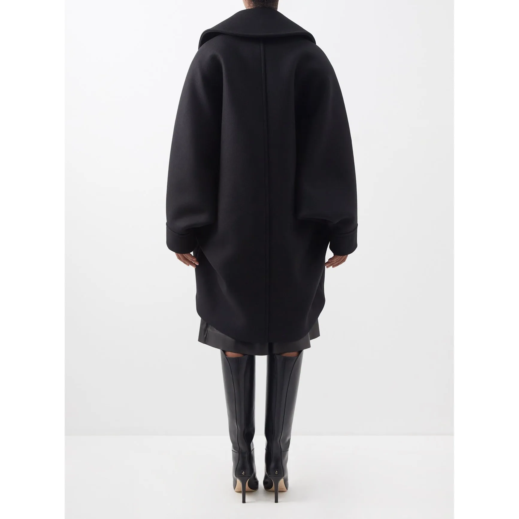 Black Oversized Pressed Wool Coat