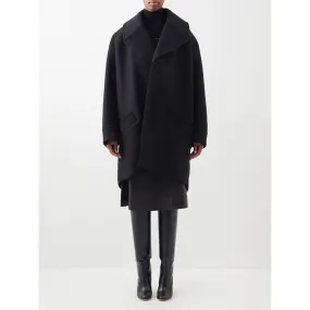 Black Oversized Pressed Wool Coat