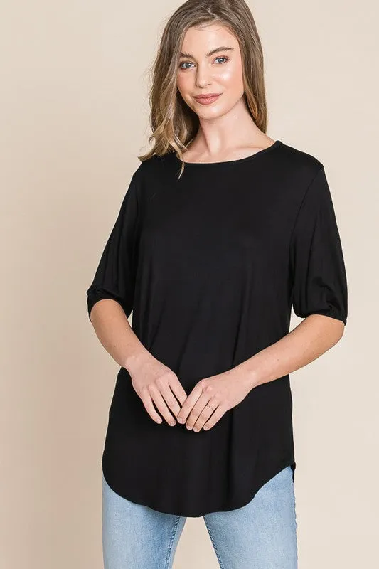 Black Puff Sleeve Tee