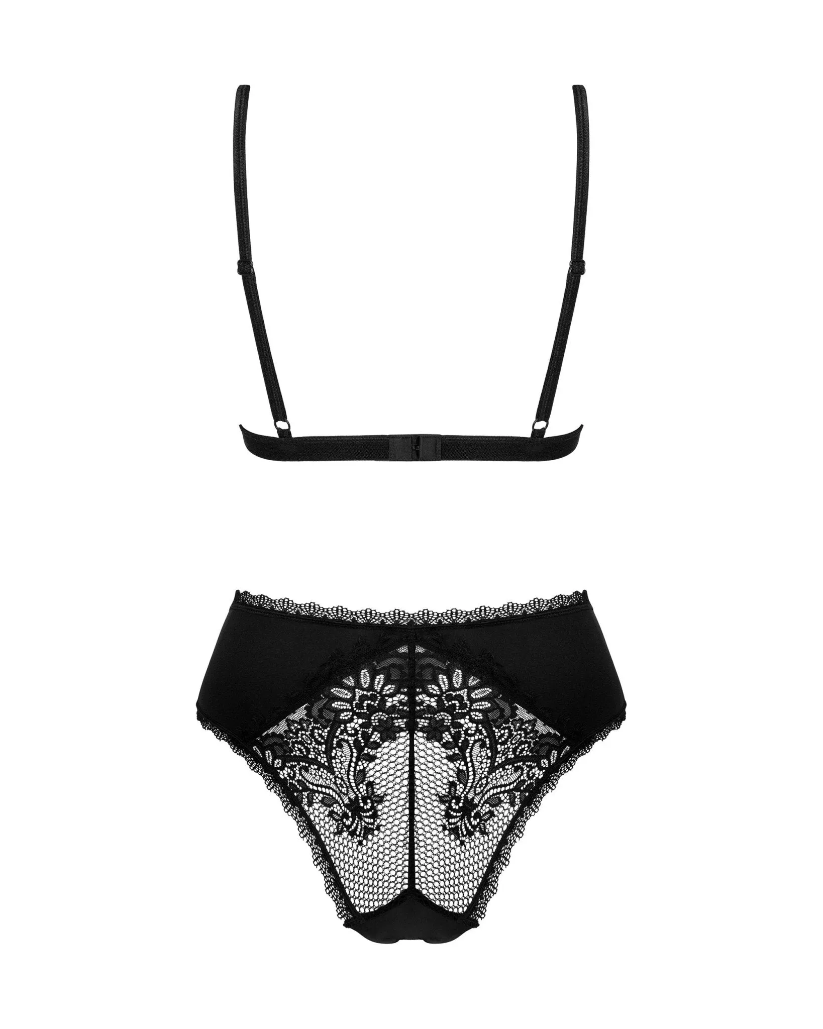 Black Sheer Fishnet Mesh & Eyelash Lace Bodysuit