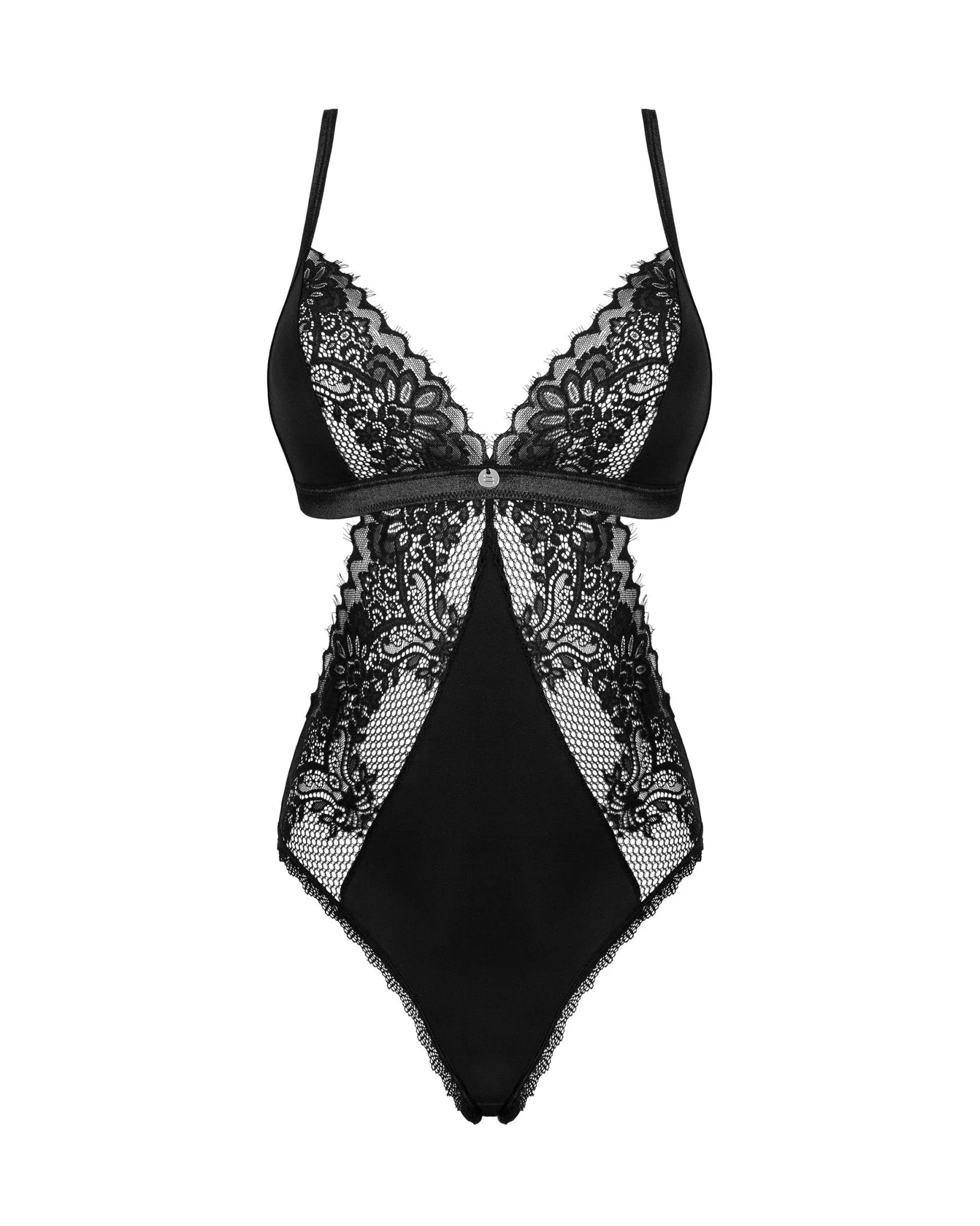 Black Sheer Fishnet Mesh & Eyelash Lace Bodysuit
