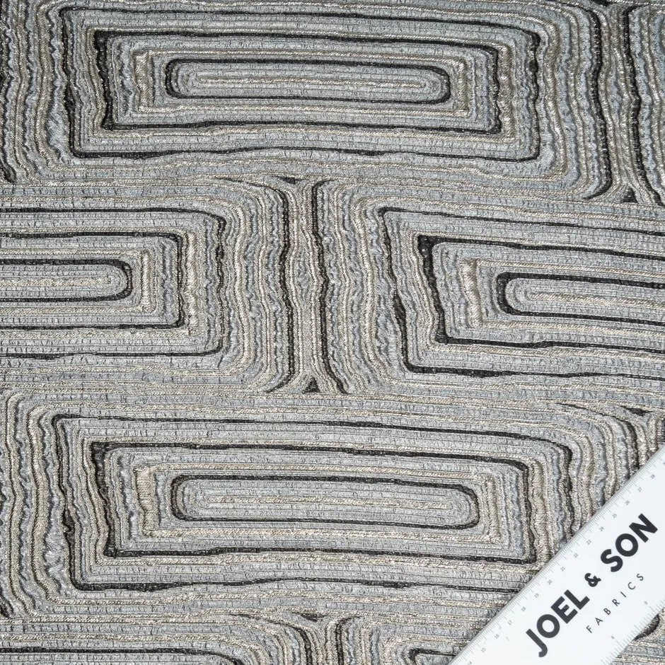 Black, Silver & Soft Gold Geometric Metallic Cloqué