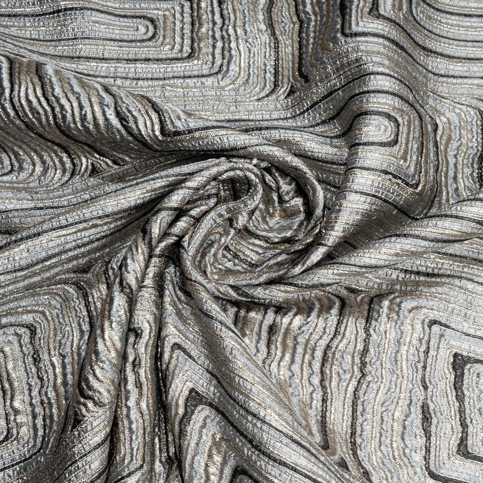 Black, Silver & Soft Gold Geometric Metallic Cloqué