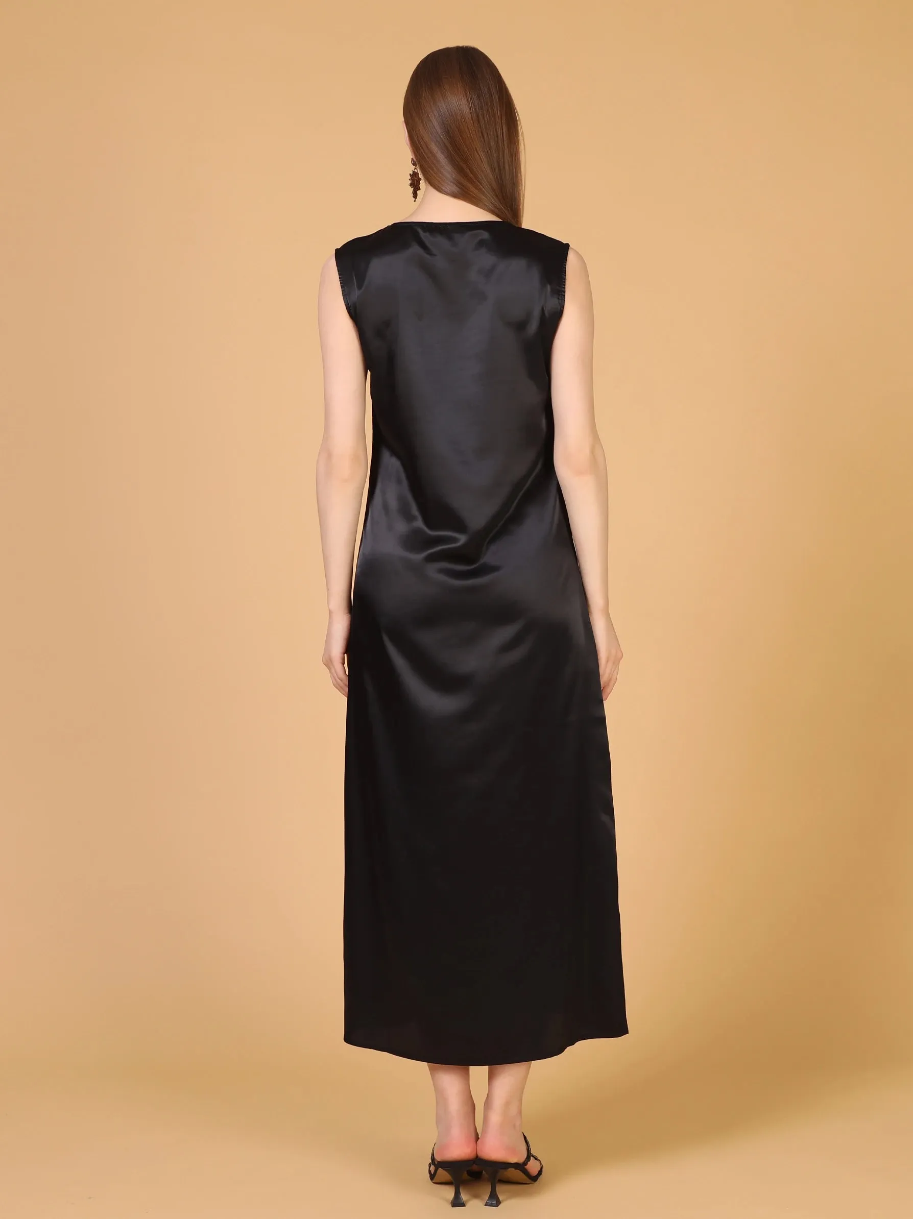 Black Sleeveless Slip Dress