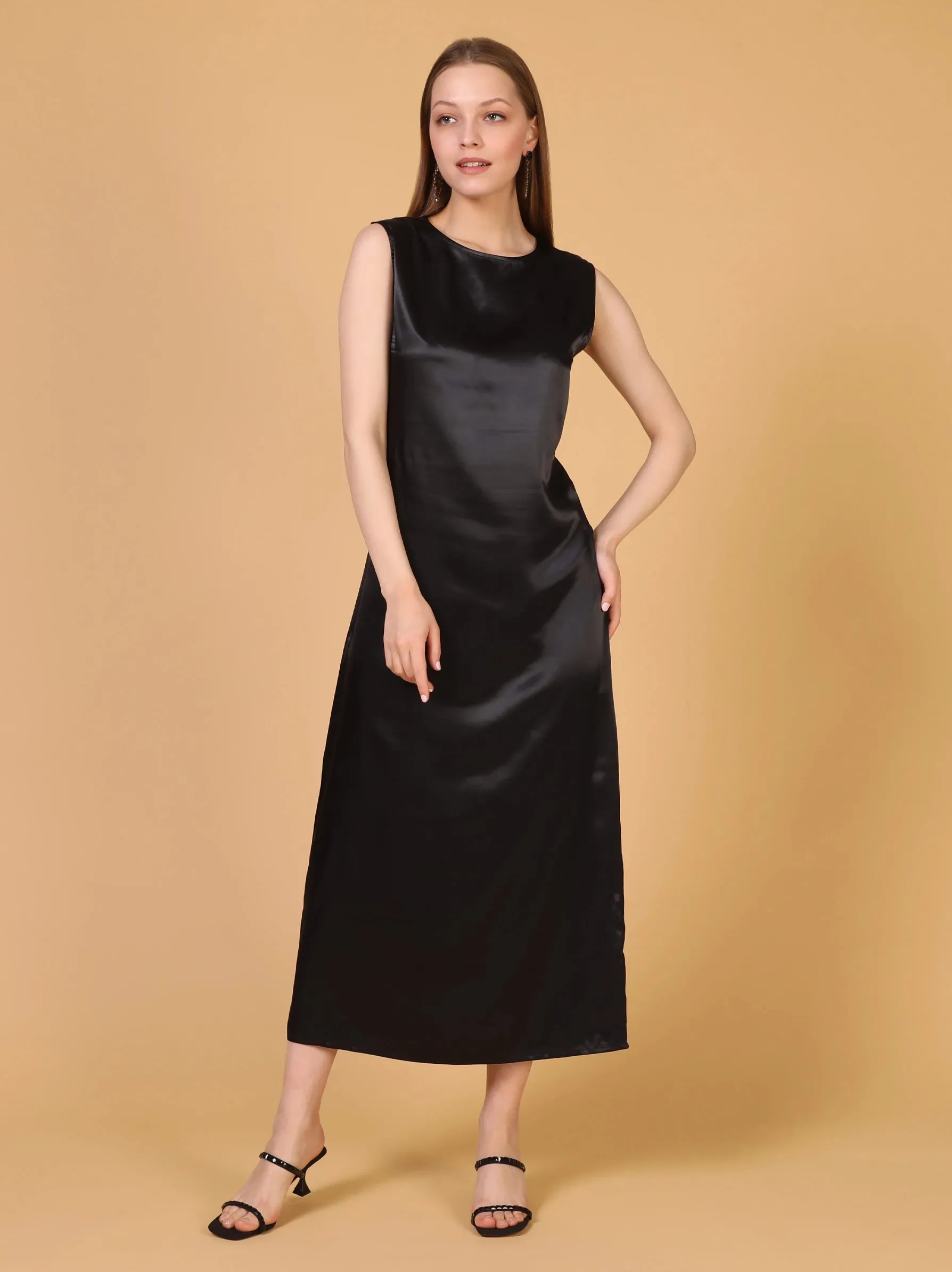 Black Sleeveless Slip Dress