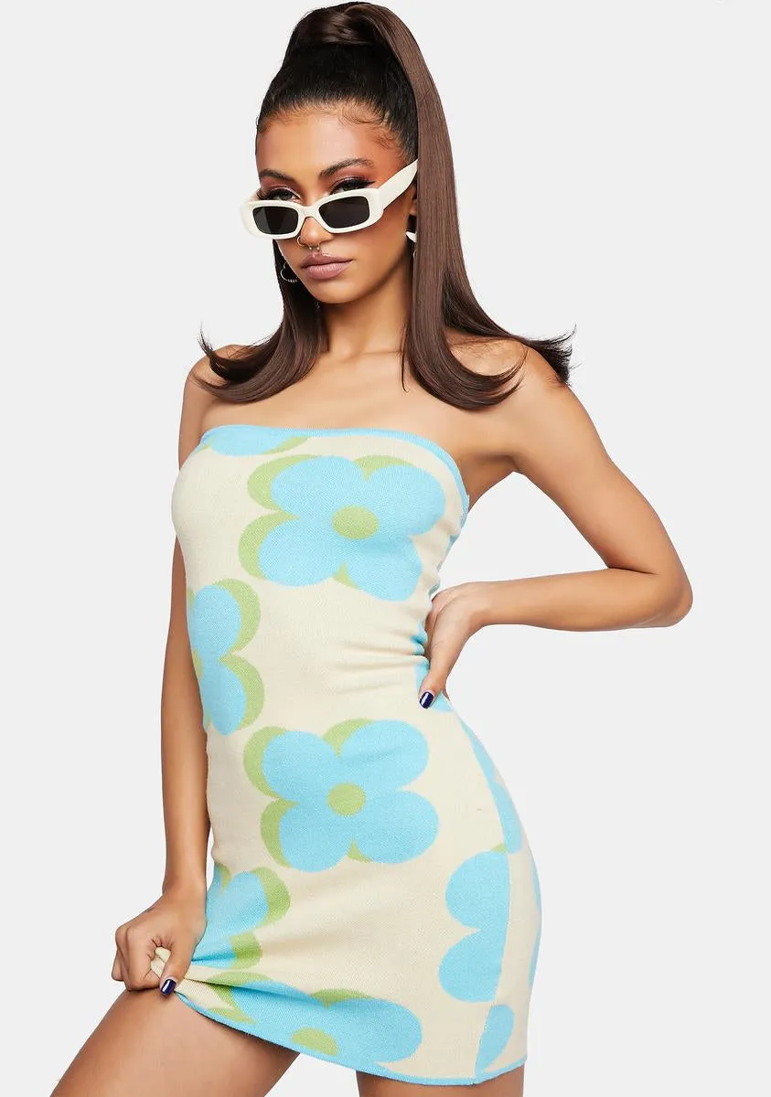 Blue Cream Tube Dress