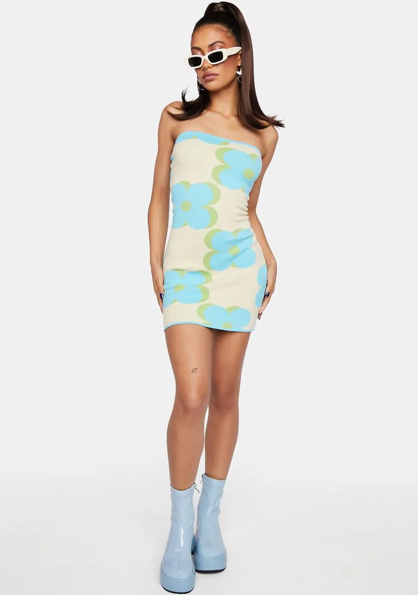 Blue Cream Tube Dress