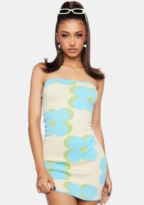 Blue Cream Tube Dress