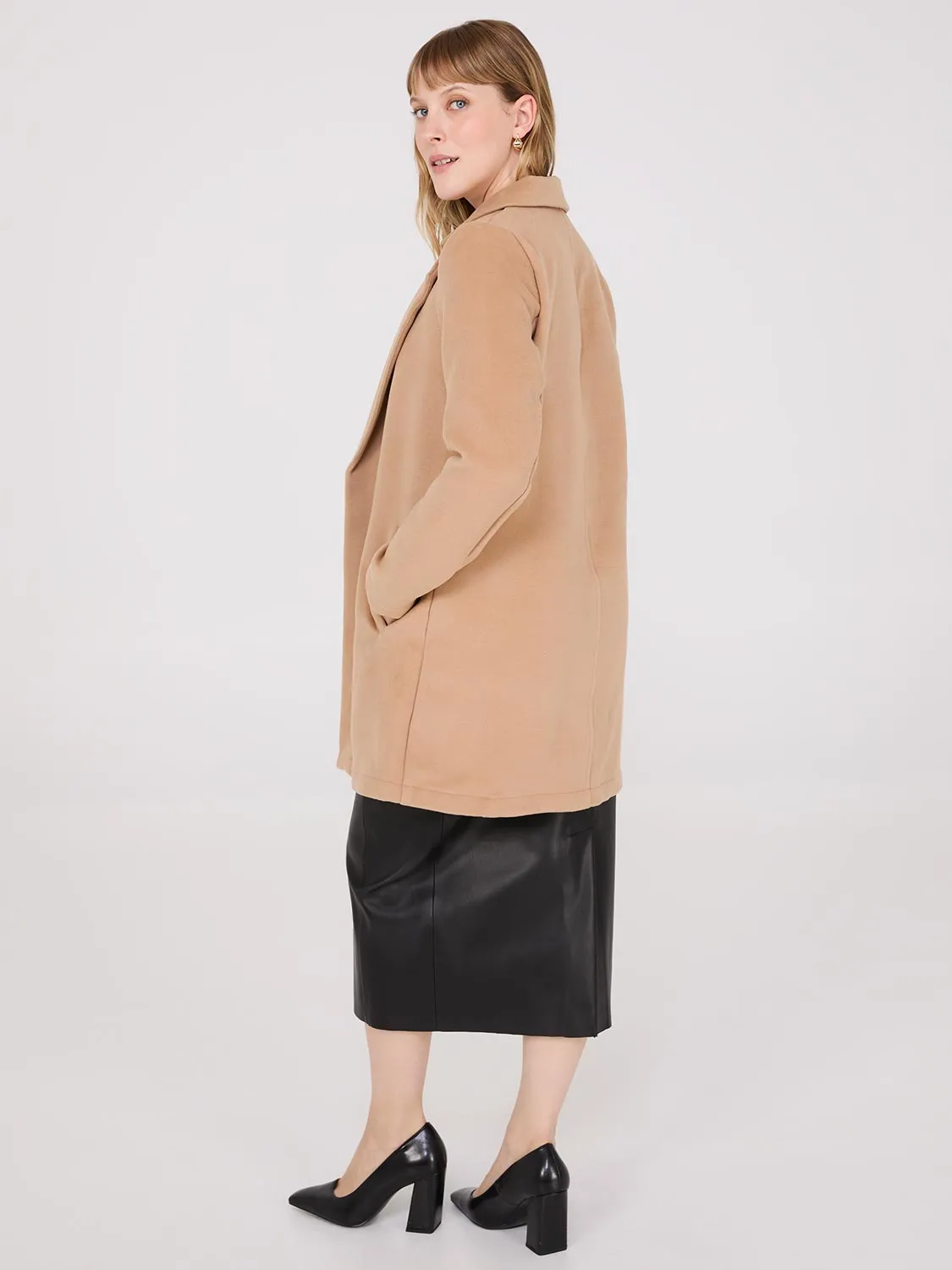 Brushed Open Front Car Coat