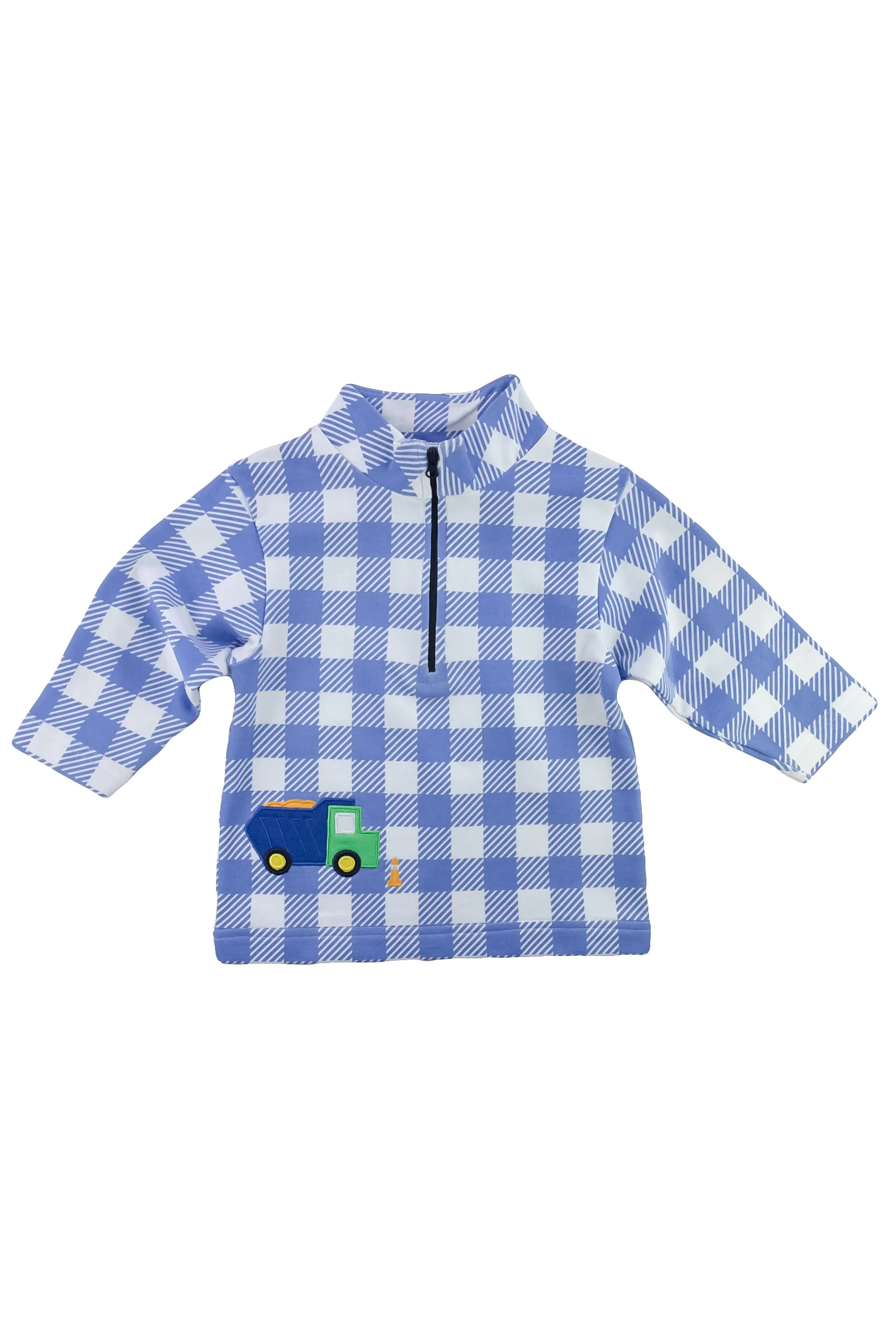 Buffalo Print French Terry Half Zip With Dump Truck