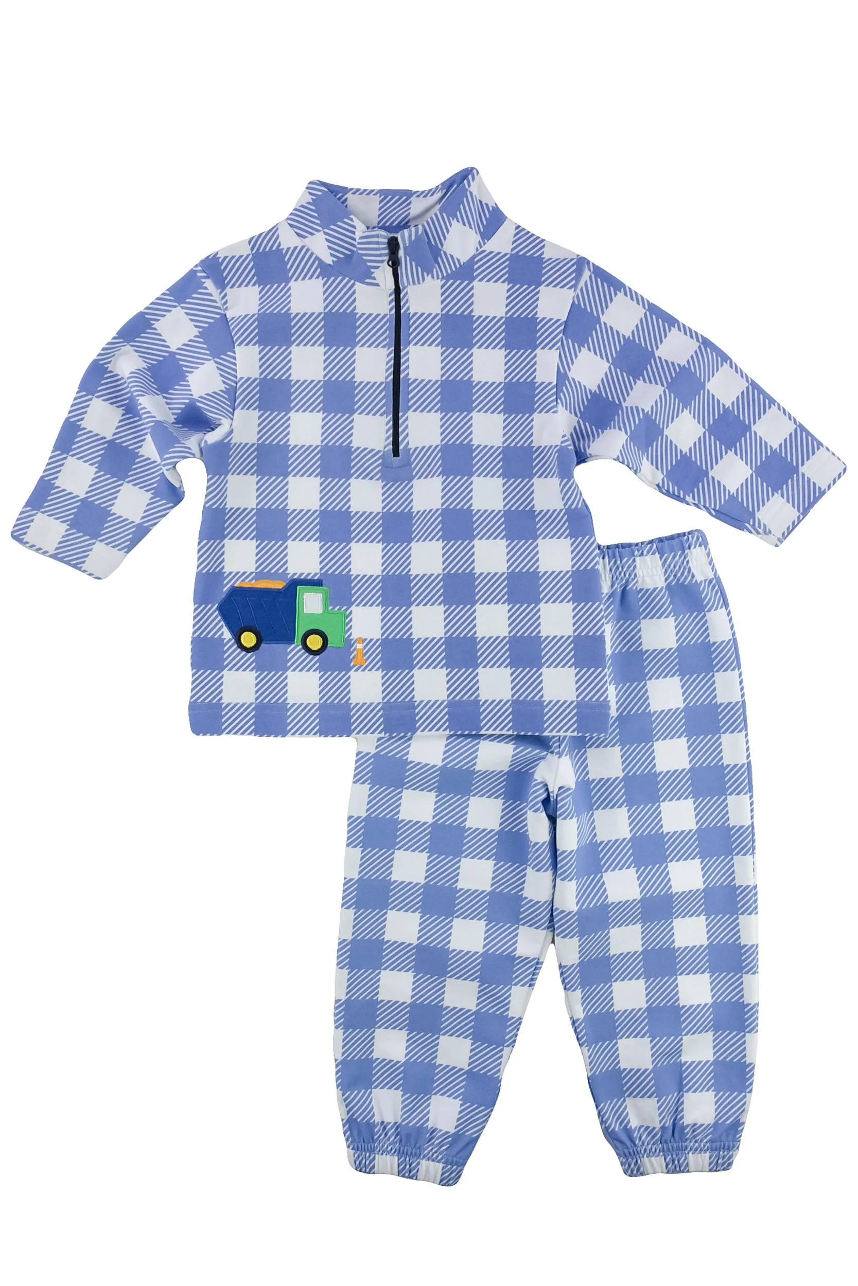 Buffalo Print French Terry Half Zip With Dump Truck