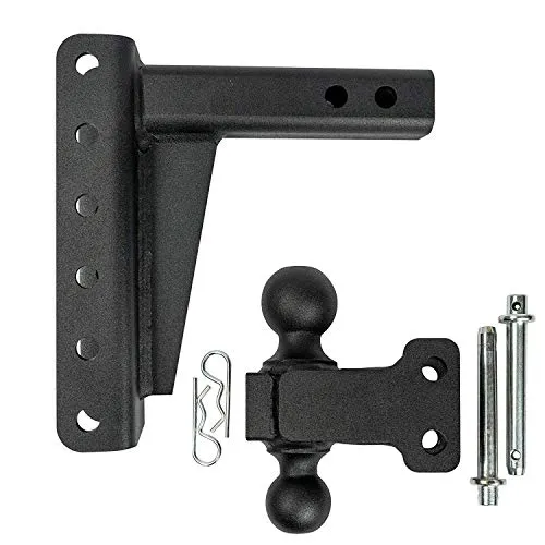 BulletProof Hitches 2.0" Adjustable Medium Duty (14,000lb Rating) 6" Drop/Rise Trailer Hitch with 2" and 2 5/16" Dual Ball (Black Textured Powder Coat)
