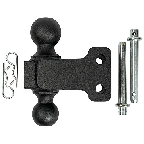 BulletProof Hitches 2.5" Adjustable Medium Duty (14,000lb Rating) 6" Drop/Rise Trailer Hitch with 2" and 2 5/16" Dual Ball (Black Textured Powder Coat)