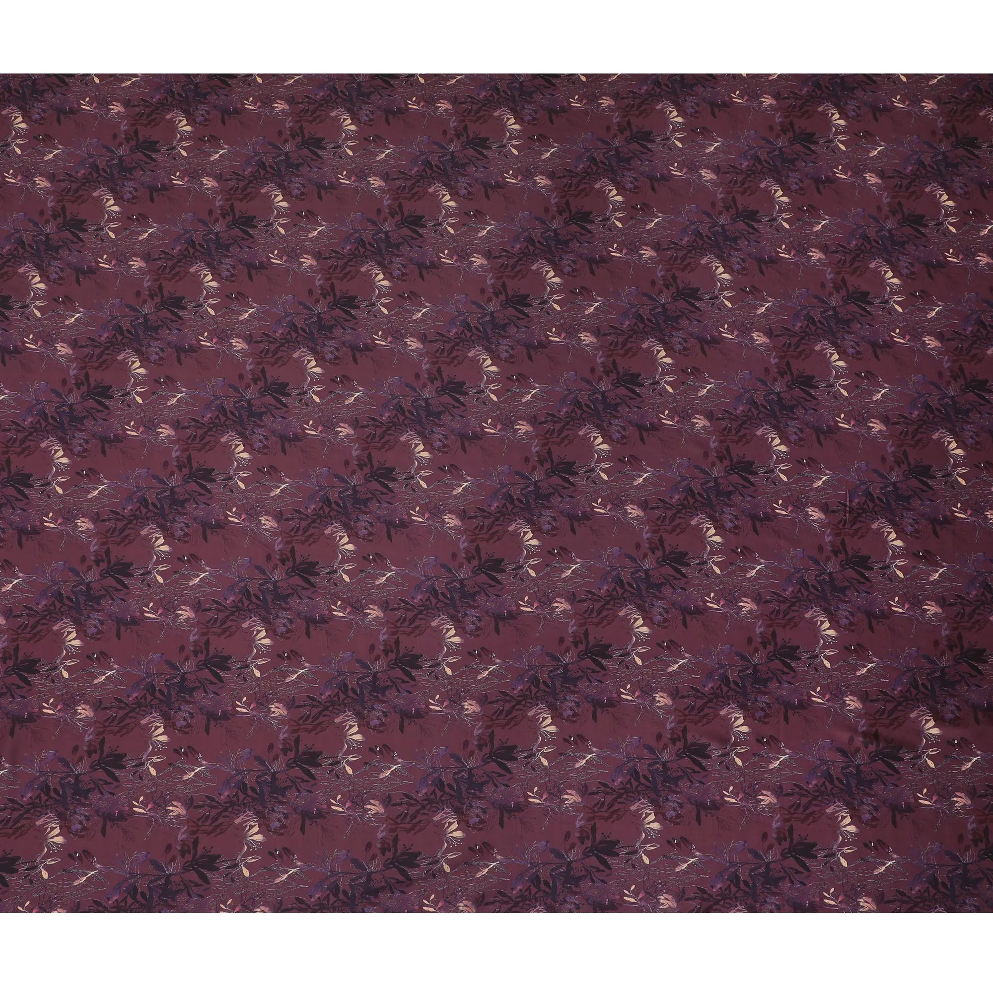 Burgundy Twilight Floral Synthetic Satin Fabric - 110cm Wide-D18556