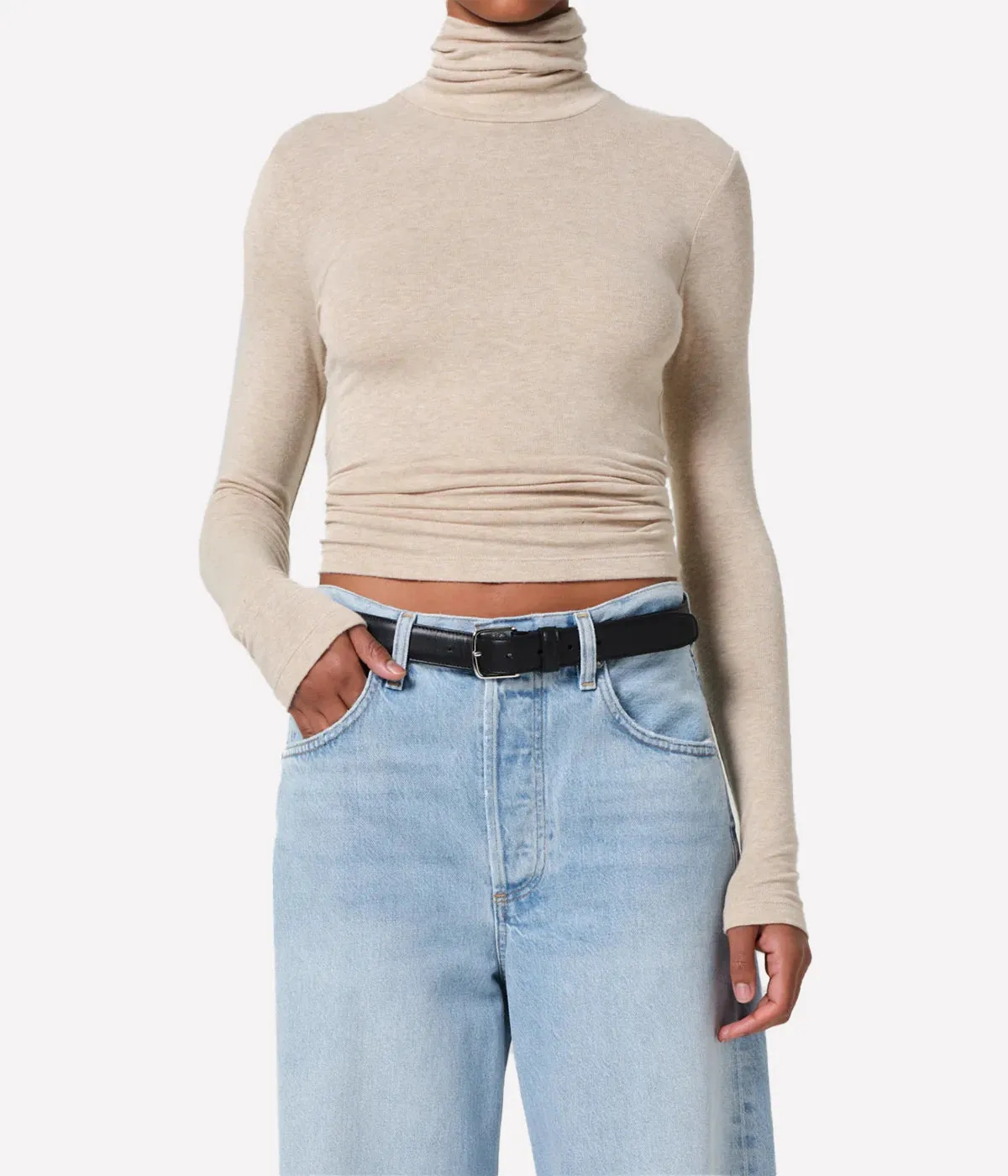 Caradene Turtleneck in Heathered Almond