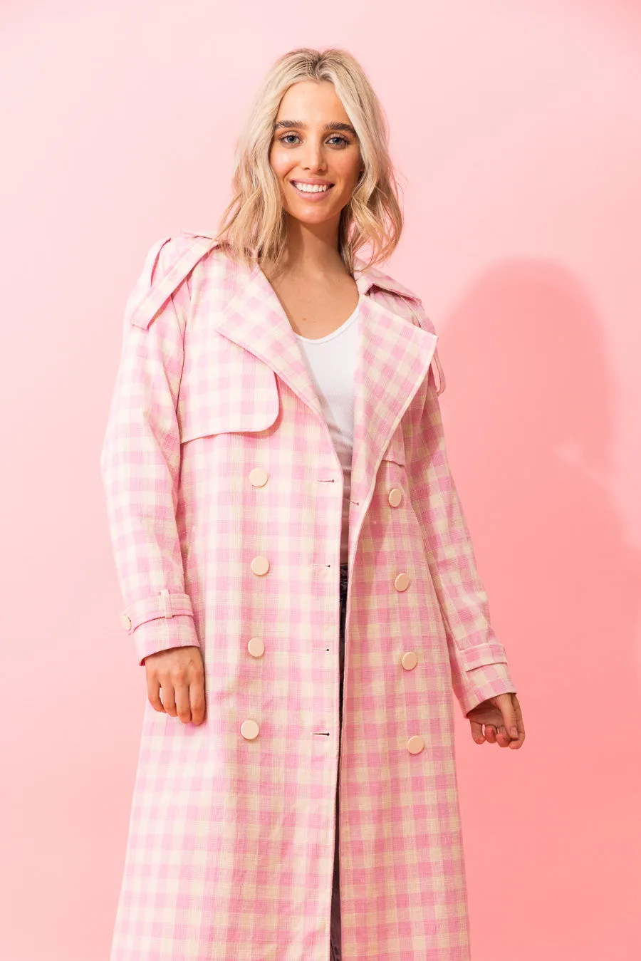 Charlo Jazzy Trench Coat Check ch68
