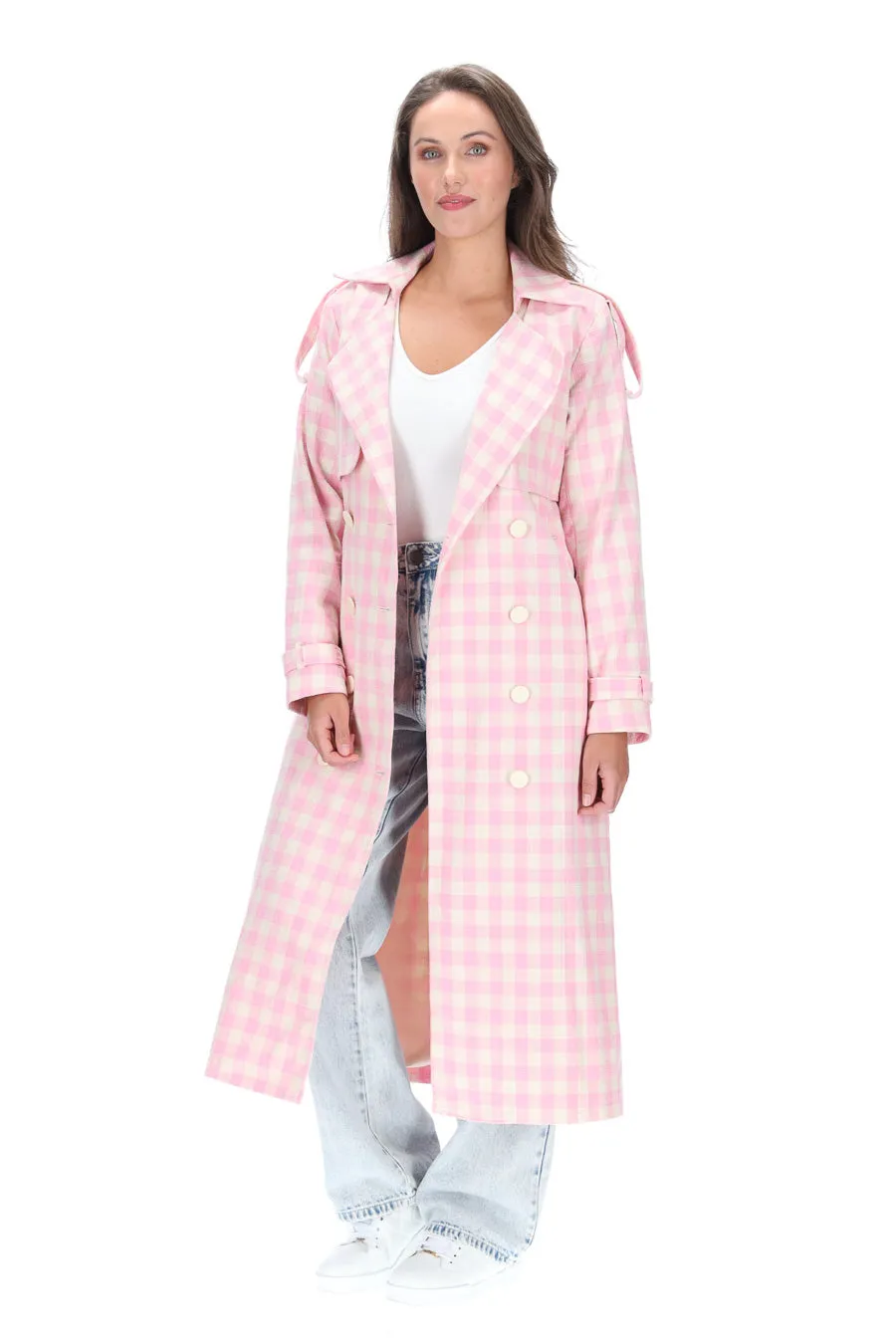 Charlo Jazzy Trench Coat Check ch68
