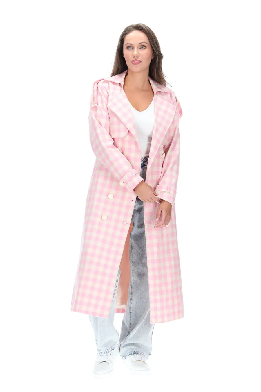 Charlo Jazzy Trench Coat Check ch68