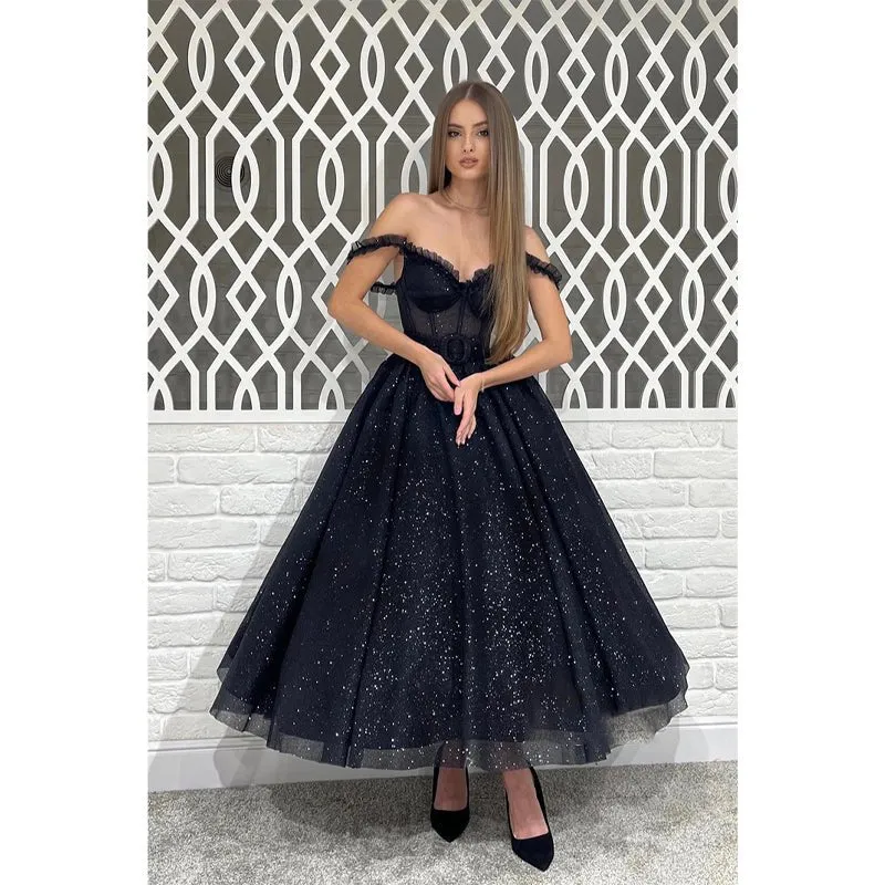 Chic & Modern A-line Off-shoulder Straps Prom Evening Dress