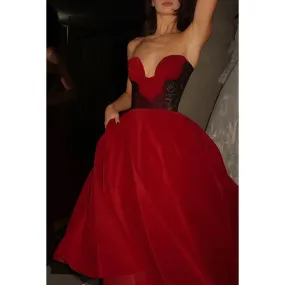 Classic & Timeless Sleeveless V-Neck A-line Tulle Formal Party Prom Dress
