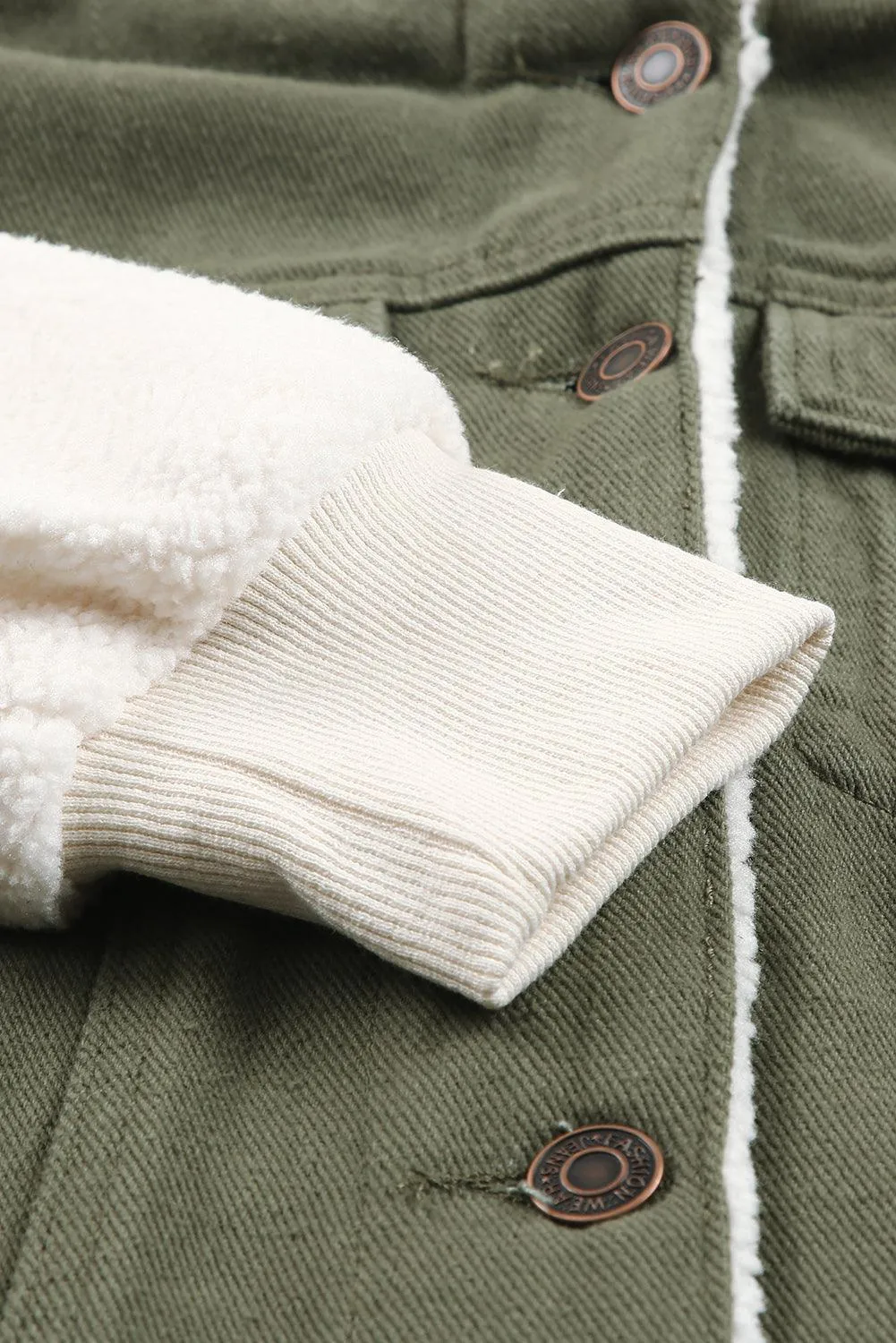 Comfy Chic Sherpa Trim Denim Jacket